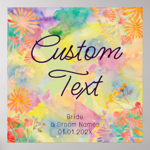 Psychedelic Watercolor Wildflower Poster