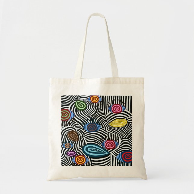 Psychedelic Wave Pattern Tote – Bold Abstract Art  Bag (Front)