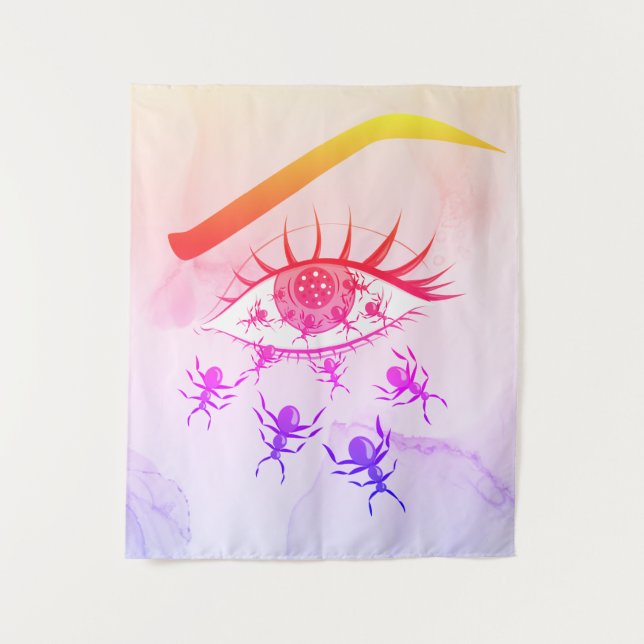 Psychedelic Weird Trippy Hippie Horror Tapestry (Front)