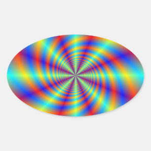 Psychedelic Whirl Oval Sticker