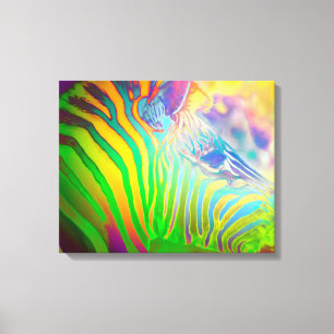 Psychedelic Wild Life Zebra Canvas Print