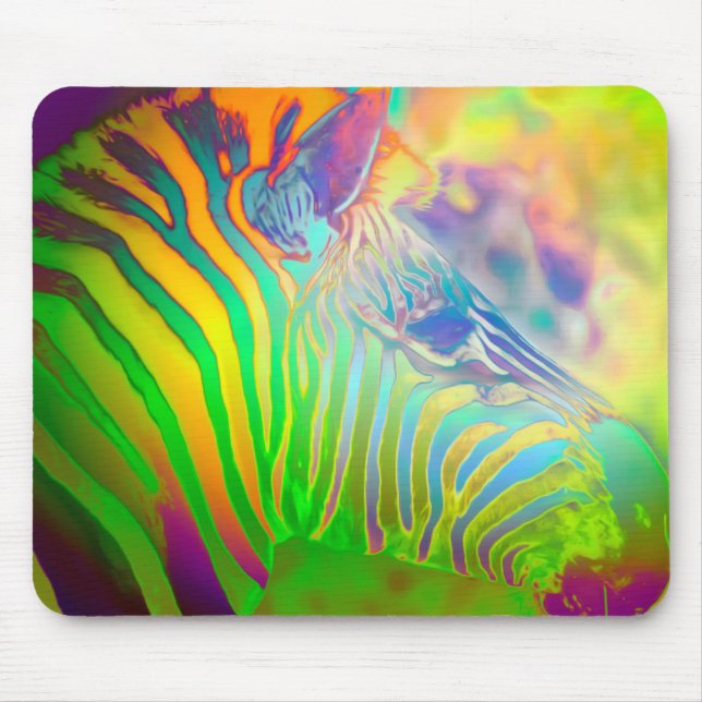 Psychedelic Wild Life Zebra Mouse Pad (Front)
