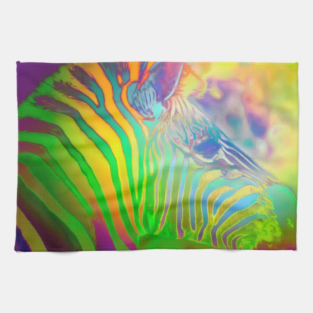 Psychedelic Wild Life Zebra Tea Towel (Horizontal)