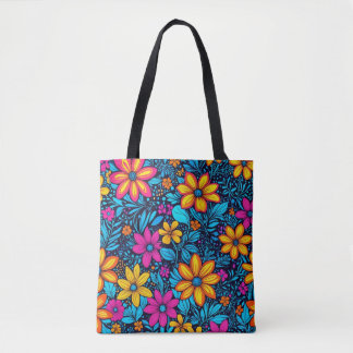 Psychedelic Wildflower Tote Bag