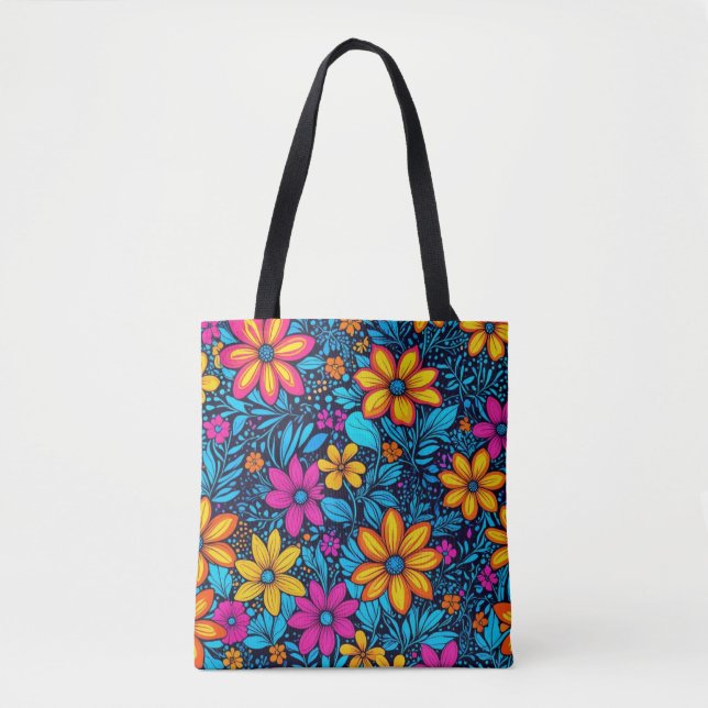 Psychedelic Wildflower Tote Bag (Front)