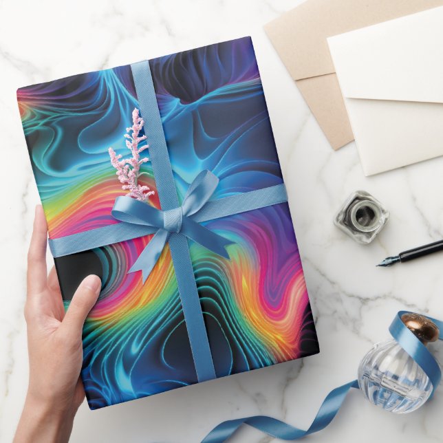 Psychedelic with Vibrant Waves of Colors Wrapping Paper (Gifting)