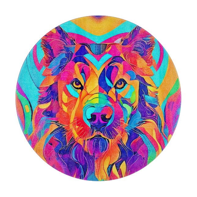 Psychedelic Wolf Majesty Cutting Board (Front)