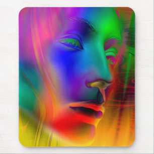 Psychedelic Woman Face Mouse Pad