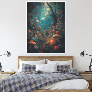 Psychedelic woodland canvas print