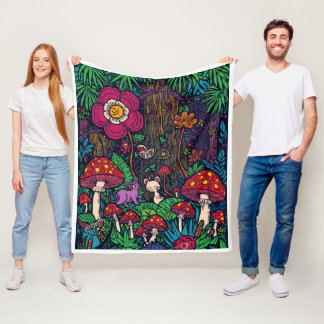 Psychedelic woodland fleece blanket