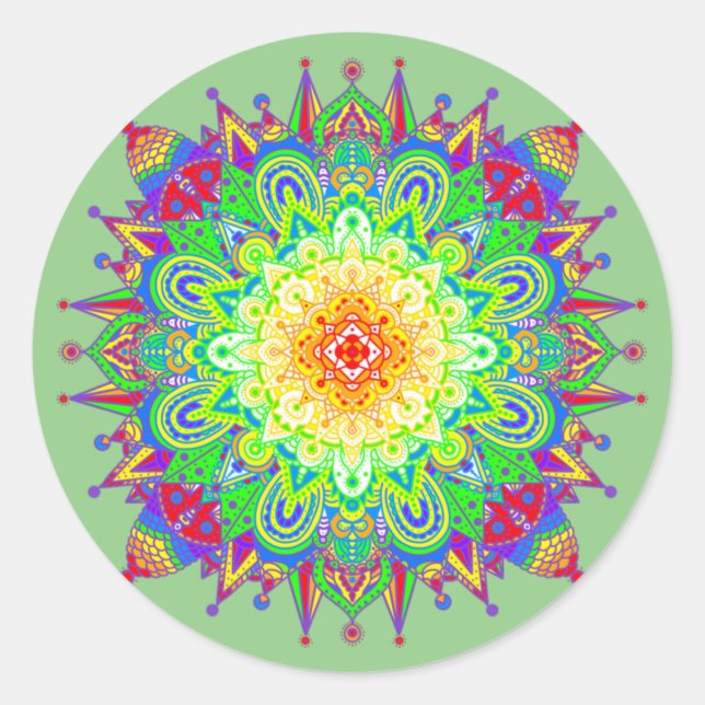 Psychedelic Zen Mandala Abstract Art  Classic Roun Round Sticker (Front)