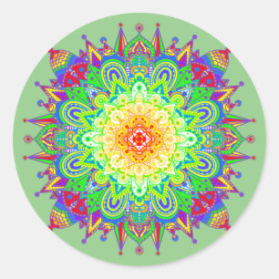 Psychedelic Zen Mandala Abstract Art  Classic Roun Round Sticker