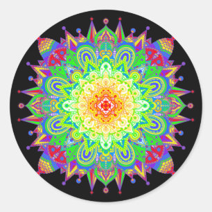 Psychedelic Zen Mandala Abstract Art  Classic Roun Round Sticker