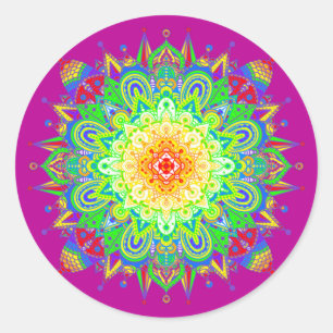 Psychedelic Zen Mandala Abstract Art    Classic Round Sticker
