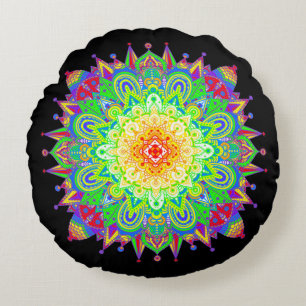Psychedelic Zen Mandala Abstract Art  Round Cushion