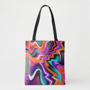 Psychedelic Zigzag Abstract Tote Bag