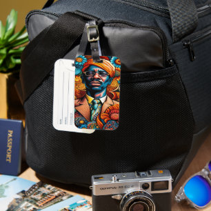 Psychedelica Abstract African American Man Luggage Tag