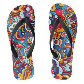 psychedelically colorful pattern jandals