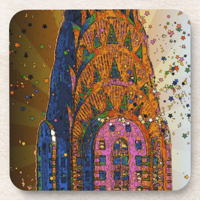 Psychedlic NYC: Chrysler Building Top Closeup #1 Coaster (Front)