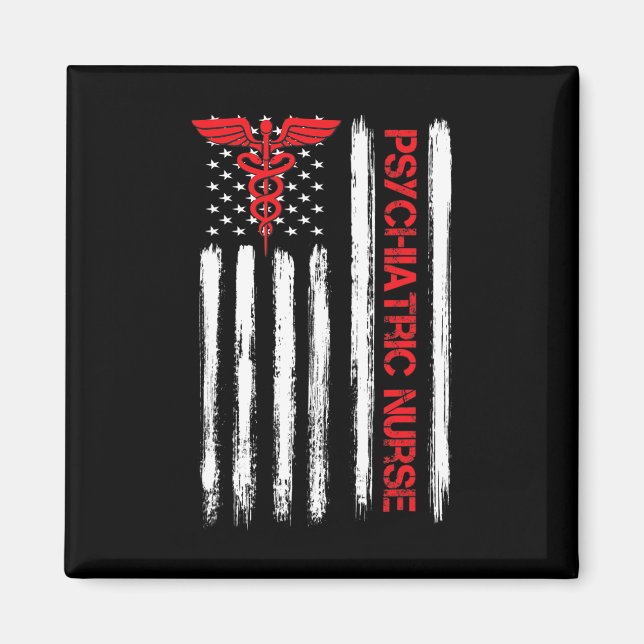 Psychiatric Nurse American Flag RN Mental Health P Magnet (Front)