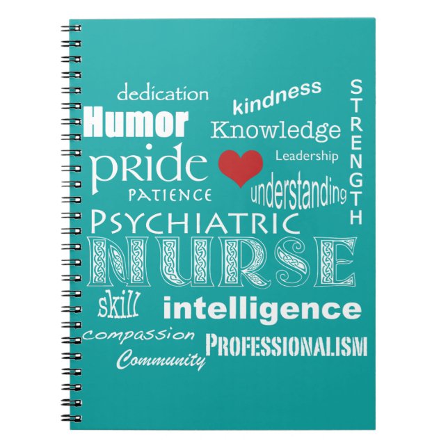 Psychiatric Nurse-Attributes/Aqua Blue Spiral Notebook (Front)