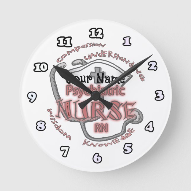 Psychiatric Nurse Axiom Round Clock (Front)
