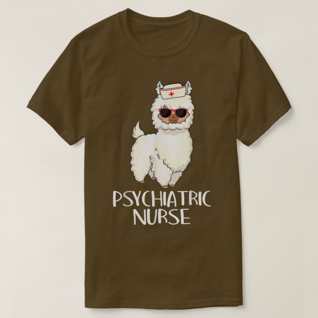 Psychiatric Nurse Llama Rn Mental Health Psych Nur T-Shirt (Design Front)
