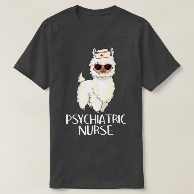 Psychiatric Nurse Llama Rn Mental Health Psych Nur T-Shirt (Design Front)