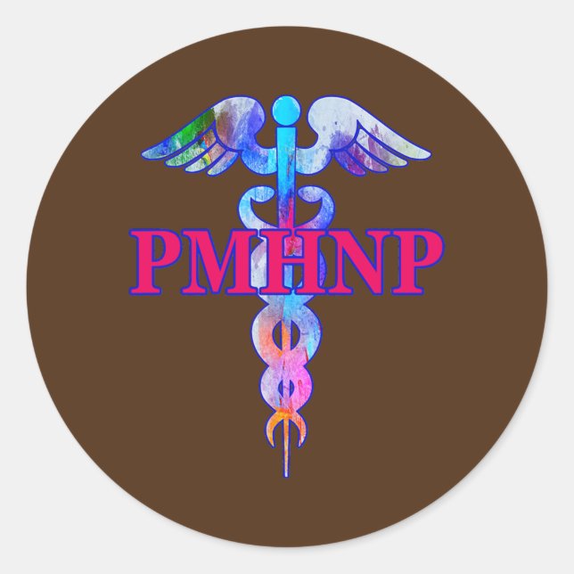 Psychiatric Nurse Practitioner PMHNP Caduceus Classic Round Sticker (Front)