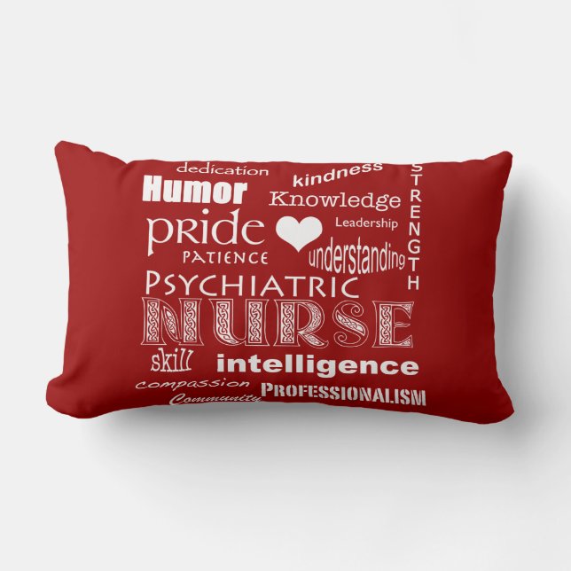 Psychiatric Nurse Pride-Attributes/Deep Red Lumbar Cushion (Front)
