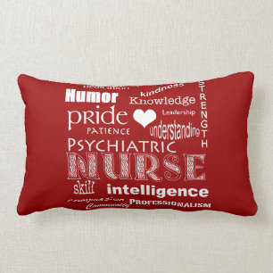 Psychiatric Nurse Pride-Attributes/Deep Red Lumbar Cushion