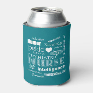 Psychiatric Nurse Pride-Text Design+White Heart Can Cooler
