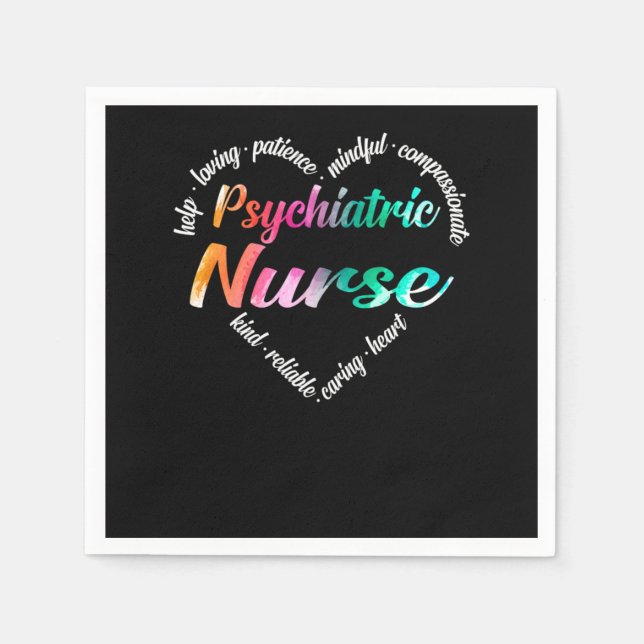 Psychiatric Nurse Psychiatric Nurse Heart Word Clo Napkin (Front)