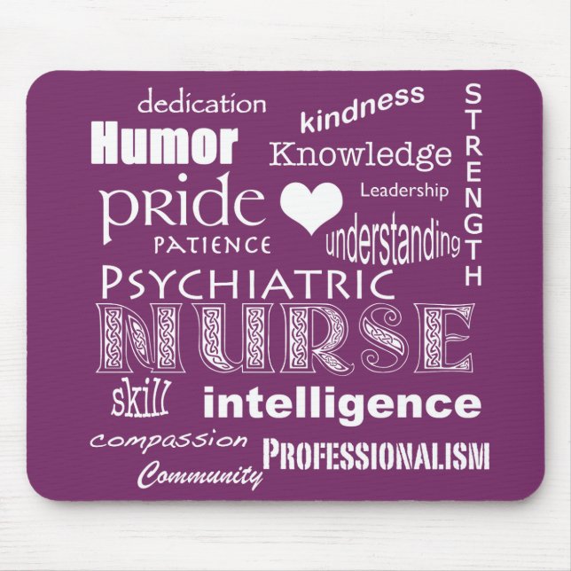Psychiatric Nurse-Word Cloud/Deep Purple Mouse Pad (Front)