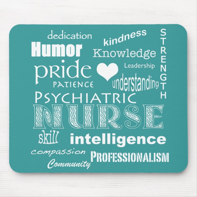 Psychiatric Nurse-Word Cloud/Teal Green Mouse Pad (Front)