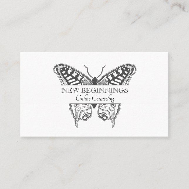 Psychiatrist Counsellor Therapist Butterfly Business Card (Front)