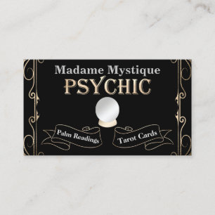 Psychic Crystal Ball Gold and Black Business Card