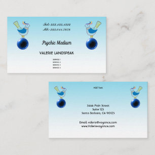 Psychic Medium, Blue Crystal Ball & Cute Birds  Business Card