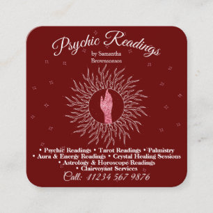 Psychic Medium Burgundy Massage Therapy Healing Square Business Card