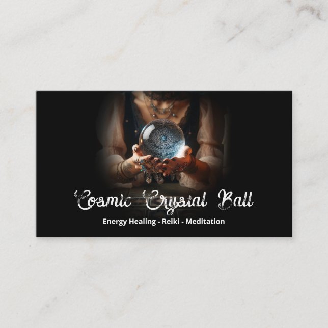 Psychic Medium Crystal Ball Woman Hands Business Card (Front)
