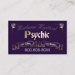 Psychic Medium Fortune Teller in Gold and Purple Business Card