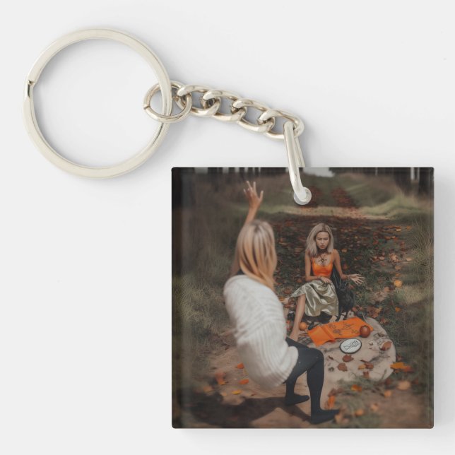 Psychic Reader Medium Witchy Dark Occult AI Art Key Ring (Front)