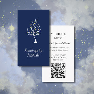 Psychic Spiritual Advisor Tree of Life Navy Blue   Business Card