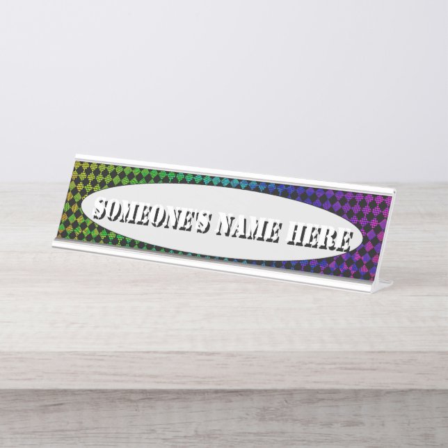 Psycho Checkers by Kenneth Yoncich Desk Name Plate (Front)