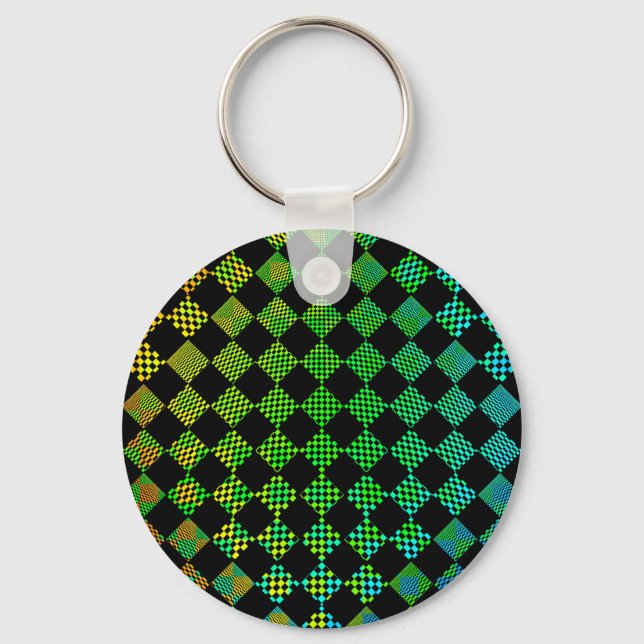 Psycho Checkers by Kenneth Yoncich Key Ring (Front)