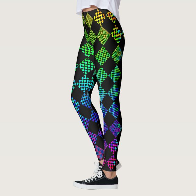 Psycho Checkers by Kenneth Yoncich Leggings (Left)