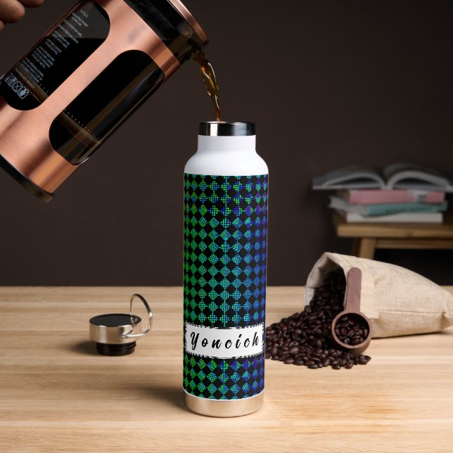 Psycho Checkers by Kenneth Yoncich Water Bottle (Coffee)