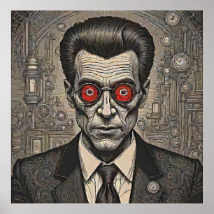 Psycho Killer Steampunk Retro Ink Drawing Poster