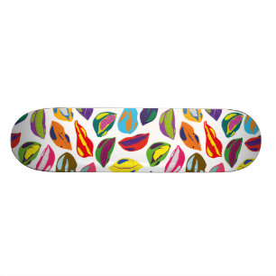 Psycho retro colourful pattern Lips Skateboard