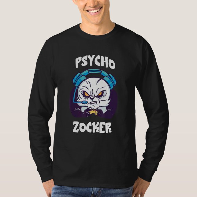 Psycho Zocker Panda Bear Consoles Gambling Video G T-Shirt (Front)